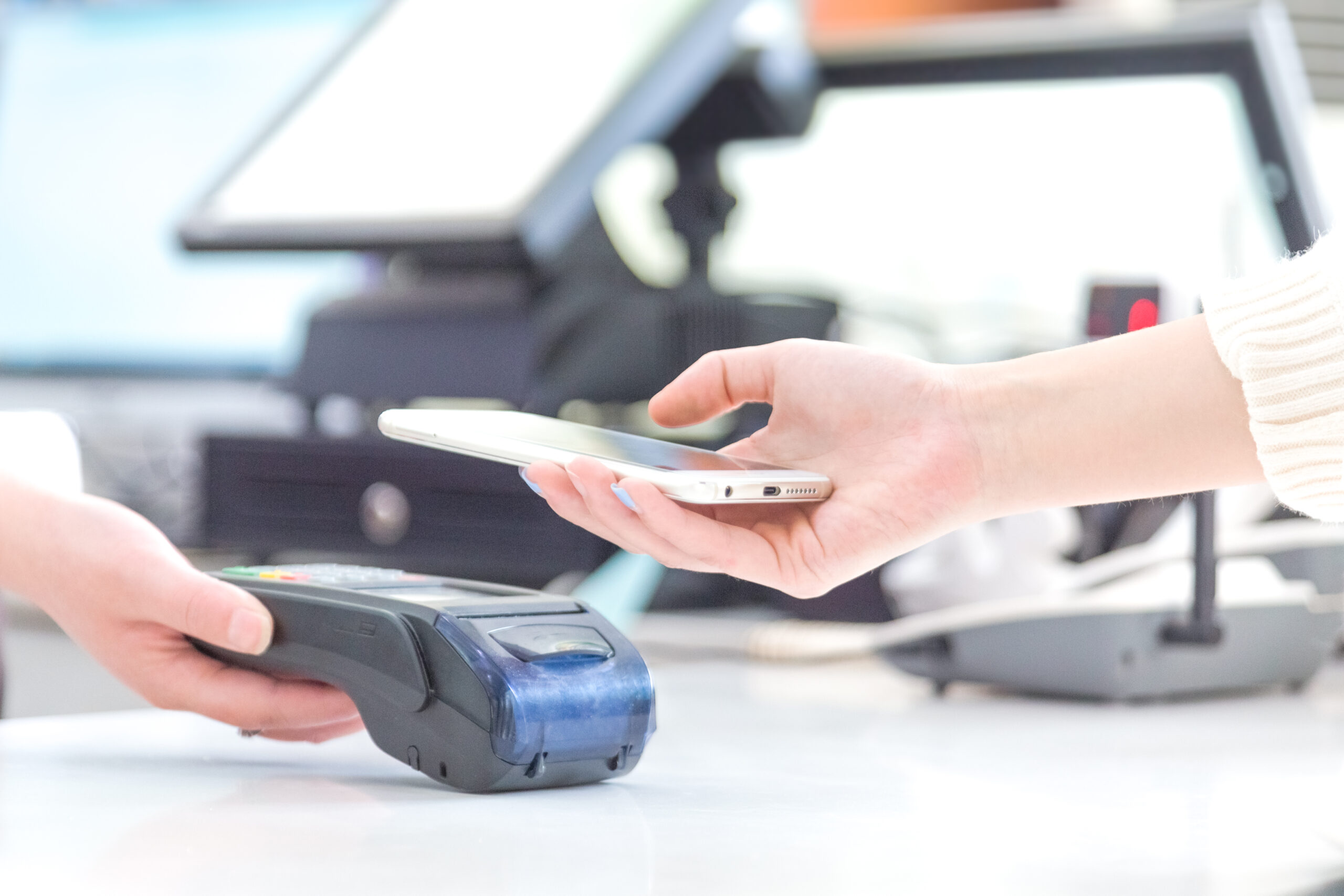 Close up of mobile payment